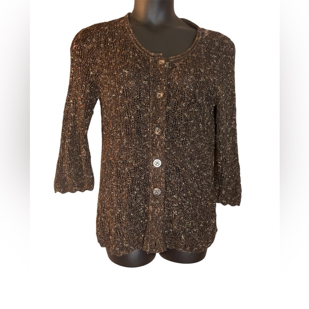 Christopher & Banks Lagen look button down cardigan sweater‎ 3/4 sleeves Large